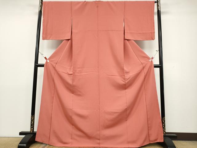 平和屋着物●上質な色無地　甚三紅色　正絹　逸品　未使用　CAAY4838ut