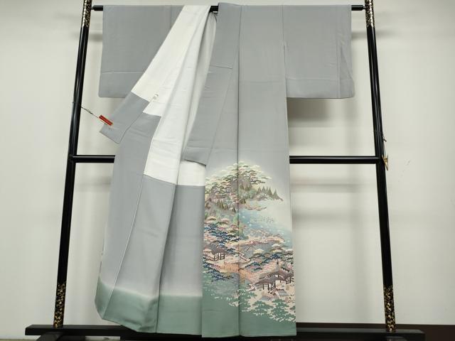 平和屋着物●本加賀友禅作家　村田理栄　色留袖　風景草花文　暈し染め　正絹　逸品　CAAY4849ut