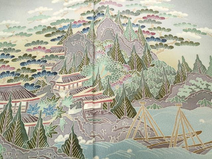 平和屋着物●本加賀友禅作家　村田理栄　色留袖　風景草花文　暈し染め　正絹　逸品　CAAY4849ut