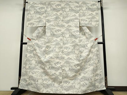 平和屋着物●上質な紬 遠山樹林文 正絹 逸品 CAAY4854ut