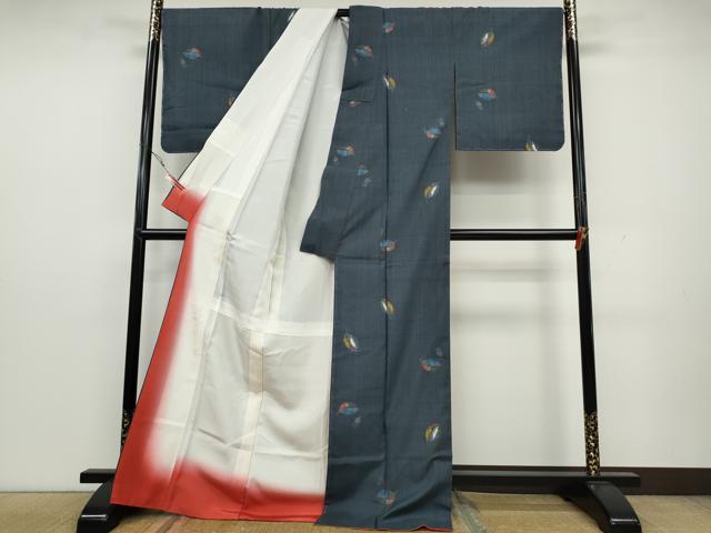 平和屋着物●上質な紬　舞葉文　正絹　逸品　CAAY4857ut