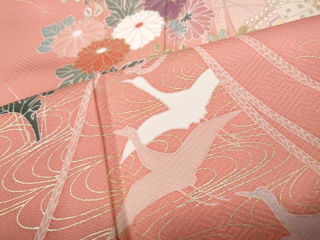 平和屋着物●訪問着　飛鶴短冊草花文　暈し染め　金彩　大丸扱い　正絹　逸品　CAAY4860ut