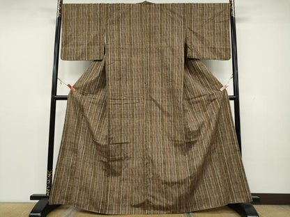 平和屋着物●上質な紬 縞 正絹 逸品 CAAY4861ut
