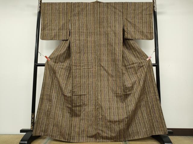平和屋着物●上質な紬 縞 正絹 逸品 CAAY4861ut
