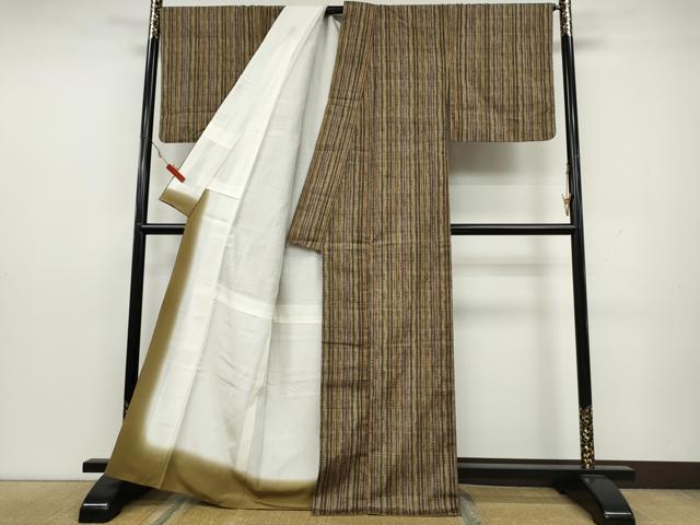 平和屋着物●上質な紬 縞 正絹 逸品 CAAY4861ut