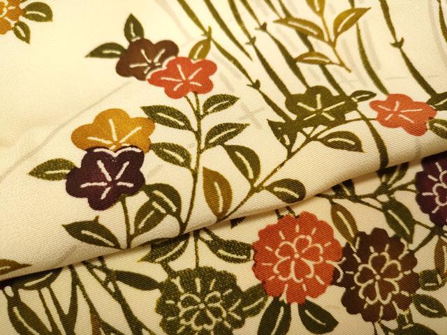 平和屋着物●上質な小紋 型染め 草花文 正絹 逸品 CAAY4863ut