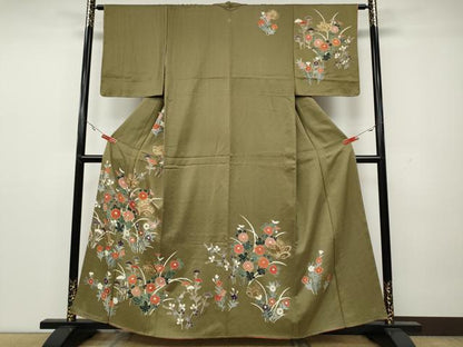 平和屋着物●訪問着 花蝶文 金彩 正絹 逸品 未使用 CAAY4864ut