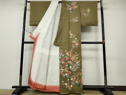 平和屋着物●訪問着 花蝶文 金彩 正絹 逸品 未使用 CAAY4864ut