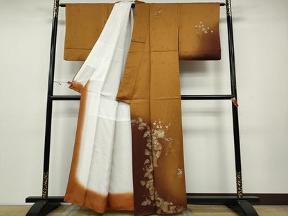 平和屋着物●訪問着　竹屋町刺繍　扇面花文　暈し染め　金彩　正絹　逸品　CAAY4865ut