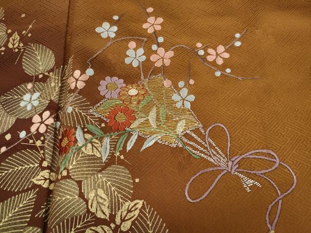 平和屋着物●訪問着　竹屋町刺繍　扇面花文　暈し染め　金彩　正絹　逸品　CAAY4865ut