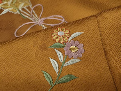 平和屋着物●訪問着　竹屋町刺繍　扇面花文　暈し染め　金彩　正絹　逸品　CAAY4865ut