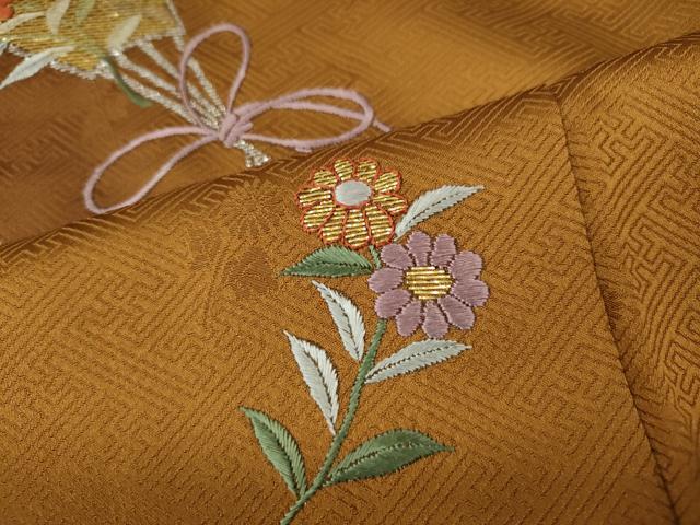 平和屋着物●訪問着　竹屋町刺繍　扇面花文　暈し染め　金彩　正絹　逸品　CAAY4865ut