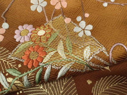 平和屋着物●訪問着　竹屋町刺繍　扇面花文　暈し染め　金彩　正絹　逸品　CAAY4865ut