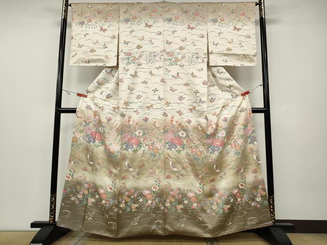 平和屋着物●訪問着　花蝶文　暈し染め　金彩　正絹　逸品　CAAY4869ut