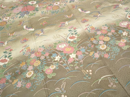 平和屋着物●訪問着　花蝶文　暈し染め　金彩　正絹　逸品　CAAY4869ut