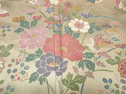 平和屋着物●訪問着　花蝶文　暈し染め　金彩　正絹　逸品　CAAY4869ut