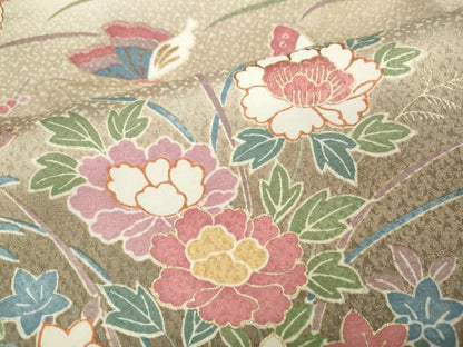 平和屋着物●訪問着　花蝶文　暈し染め　金彩　正絹　逸品　CAAY4869ut
