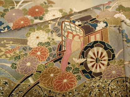 平和屋着物●訪問着　五重塔　道長御所車花文　暈し染め　金彩　鈴乃屋扱い　正絹　逸品　CAAY4870ut