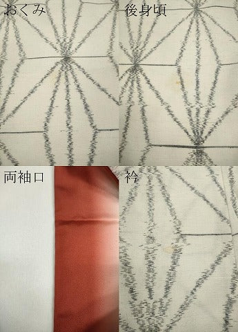 平和屋着物●上質な紬　麻の葉文様　正絹　逸品　CAAY4879ut