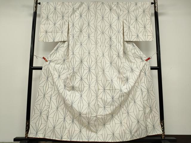 平和屋着物●上質な紬　麻の葉文様　正絹　逸品　CAAY4879ut