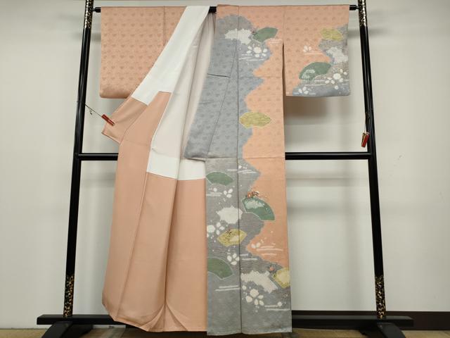 平和屋着物●訪問着　絞り　刺繍　雲取り地紙花文　金彩　正絹　逸品　CAAY4885ut
