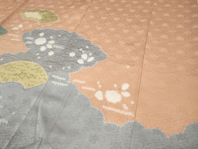 平和屋着物●訪問着　絞り　刺繍　雲取り地紙花文　金彩　正絹　逸品　CAAY4885ut