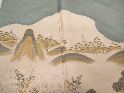 平和屋着物●訪問着　絞り　風景草花文　金彩　正絹　逸品　CAAY4892ut