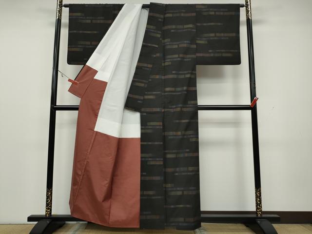 平和屋着物●本場大島紬　9マルキ　横段文　正絹　逸品　CAAY4896ut