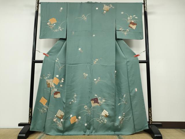 平和屋着物●訪問着 駒刺繍 源氏香花文 金彩 正絹 逸品 CAAY4901ut