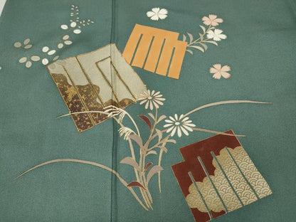 平和屋着物●訪問着 駒刺繍 源氏香花文 金彩 正絹 逸品 CAAY4901ut