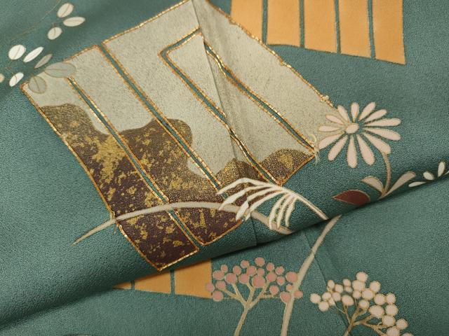 平和屋着物●訪問着 駒刺繍 源氏香花文 金彩 正絹 逸品 CAAY4901ut
