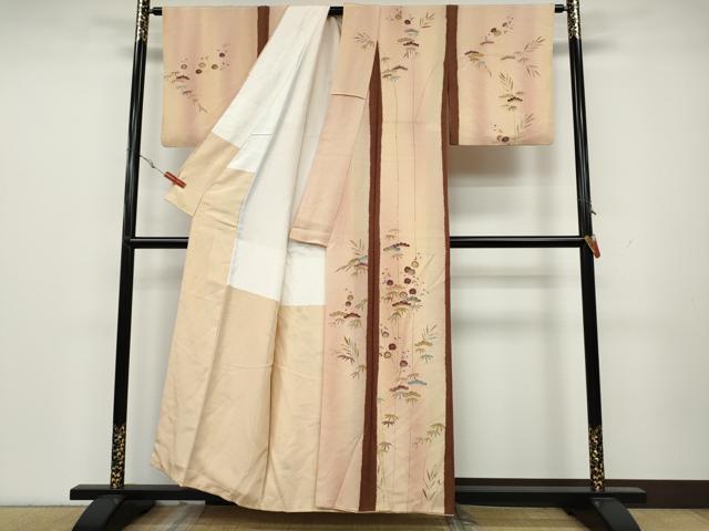 平和屋着物●訪問着　駒刺繍　絞り　松竹梅　金彩　正絹　逸品　CAAY4903ut