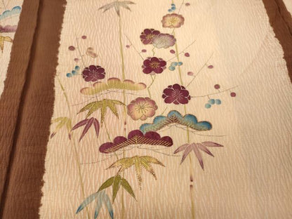 平和屋着物●訪問着　駒刺繍　絞り　松竹梅　金彩　正絹　逸品　CAAY4903ut