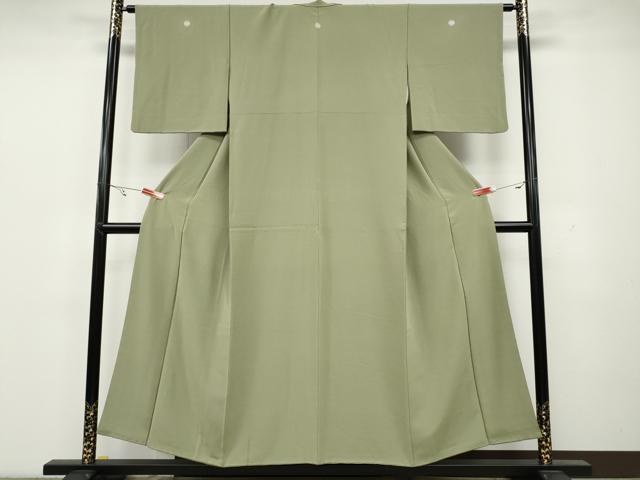 平和屋着物●上質な色無地　吉祥地紋　裏葉柳色　正絹　逸品　CAAY4908ut