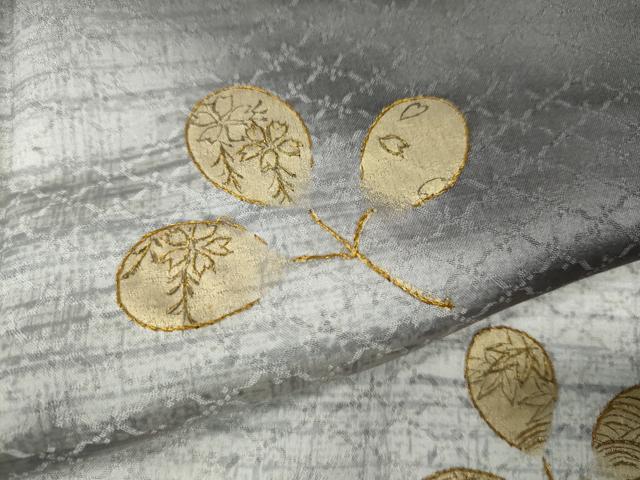 平和屋着物●訪問着　刺繍　舞葉文　暈し染め　金糸　正絹　逸品　CAAY4913ut