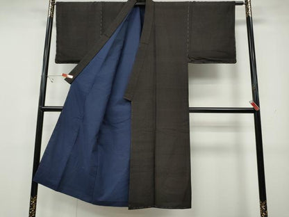 平和屋着物●男性　紬　格子柄　正絹　逸品　未使用　CAAY4923ut