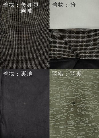 平和屋着物●男性　本場大島紬　アンサンブル　80亀甲　総詰め　正絹　逸品　CAAY4925ut