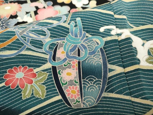 平和屋着物●豪華黒留袖 友禅 作家物 立波陶器花文 暈し染め 正絹 逸品 未使用 CAAY4927ut