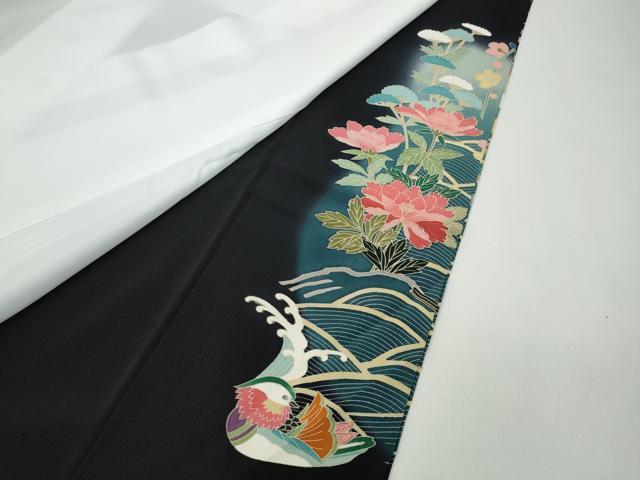 平和屋着物●豪華黒留袖 友禅 作家物 立波陶器花文 暈し染め 正絹 逸品 未使用 CAAY4927ut