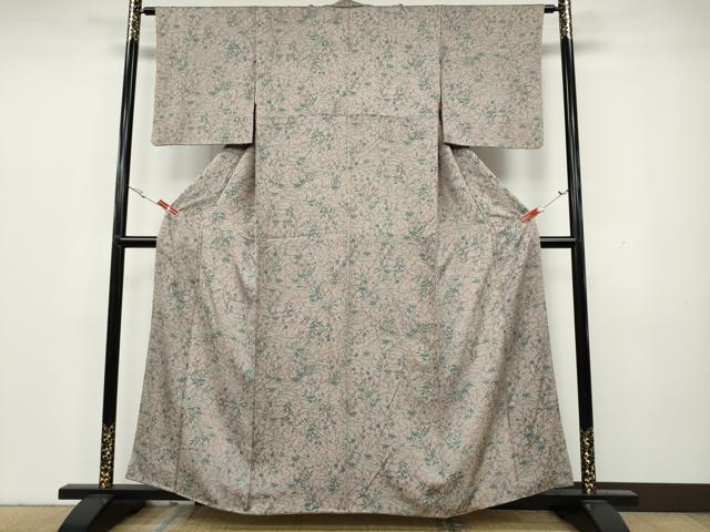 平和屋着物●上質な小紋　草花文　正絹　逸品　CAAY4928ut