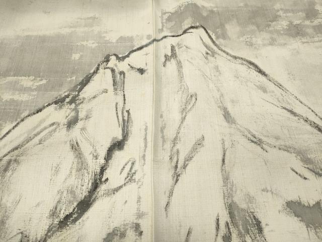 平和屋着物●訪問着　作家物　紬地　手描き　遠山文　正絹　逸品　CAAY4961ut