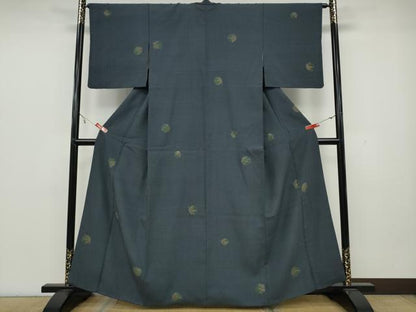平和屋着物●上質な紬 草花丸文 金彩 正絹 逸品 CAAY4963ut