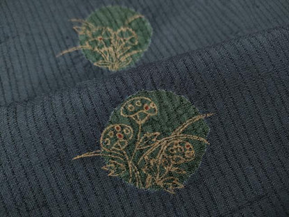 平和屋着物●上質な紬 草花丸文 金彩 正絹 逸品 CAAY4963ut