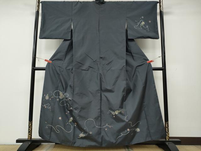 平和屋着物●中国三大刺繍 スワトウ刺繍 訪問着 本場大島紬 瓢箪花文 正絹 逸品 CAAY4967ut