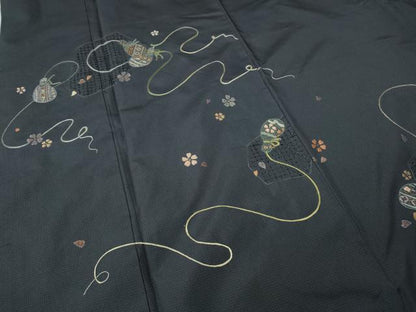 平和屋着物●中国三大刺繍 スワトウ刺繍 訪問着 本場大島紬 瓢箪花文 正絹 逸品 CAAY4967ut