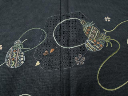 平和屋着物●中国三大刺繍 スワトウ刺繍 訪問着 本場大島紬 瓢箪花文 正絹 逸品 CAAY4967ut