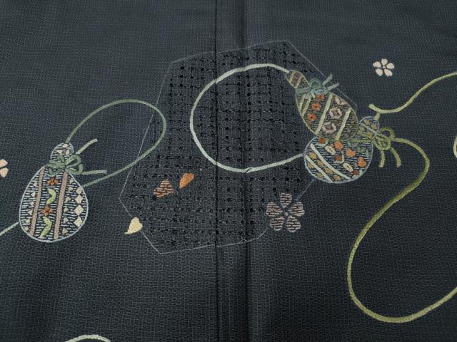 平和屋着物●中国三大刺繍 スワトウ刺繍 訪問着 本場大島紬 瓢箪花文 正絹 逸品 CAAY4967ut