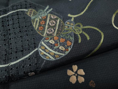 平和屋着物●中国三大刺繍 スワトウ刺繍 訪問着 本場大島紬 瓢箪花文 正絹 逸品 CAAY4967ut