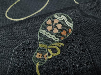 平和屋着物●中国三大刺繍 スワトウ刺繍 訪問着 本場大島紬 瓢箪花文 正絹 逸品 CAAY4967ut