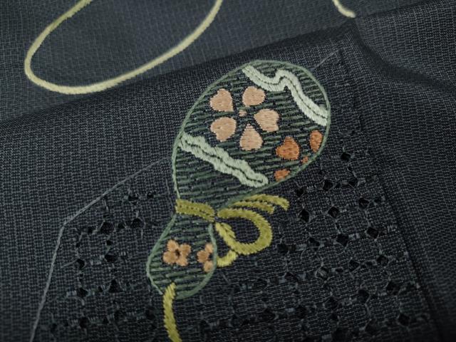 平和屋着物●中国三大刺繍 スワトウ刺繍 訪問着 本場大島紬 瓢箪花文 正絹 逸品 CAAY4967ut